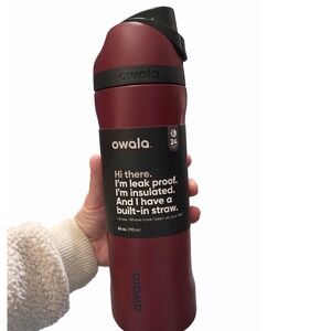 Owala FreeSip 24 oz Insulated Stainless Steel Water Bottle Burgundy Bay Maroon